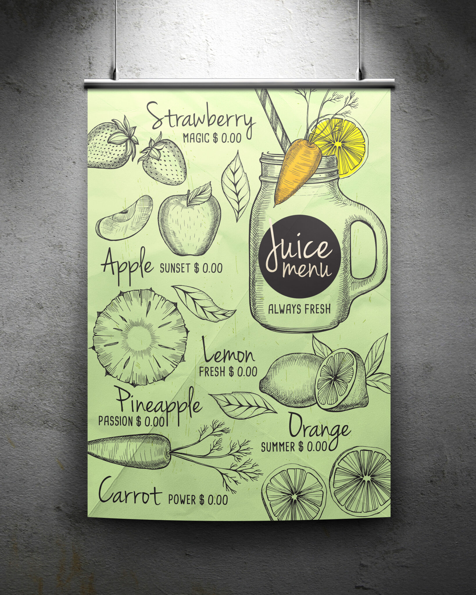 juice bar menu template