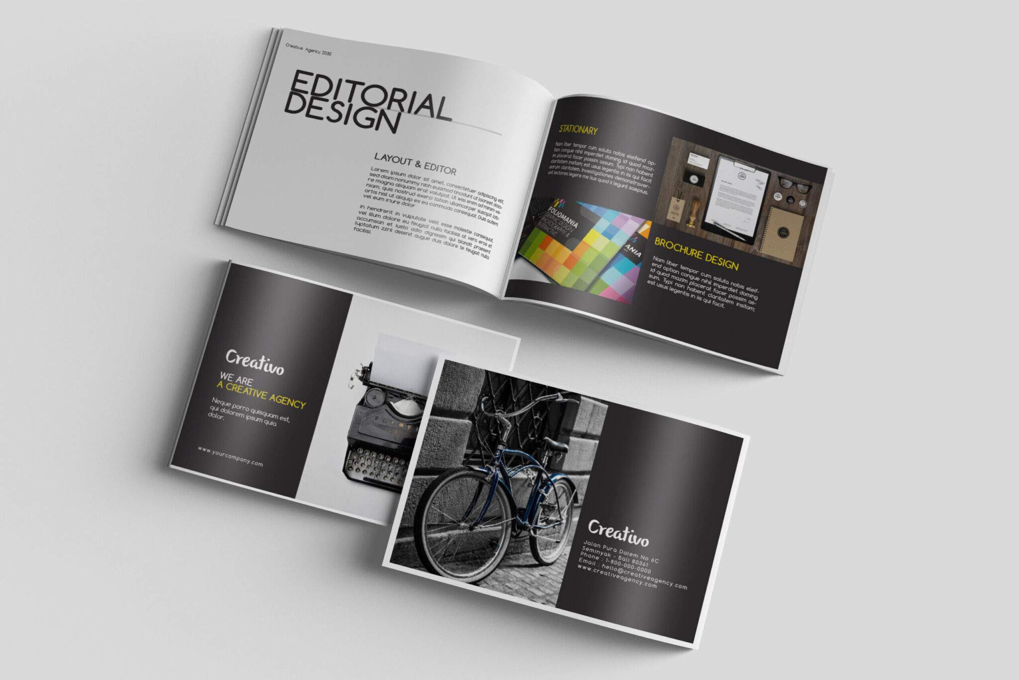 Download A4 Landscape Psd Brochure Mockup Free - Two Landscape Brochures Mockup In Stationery Mockups On ...