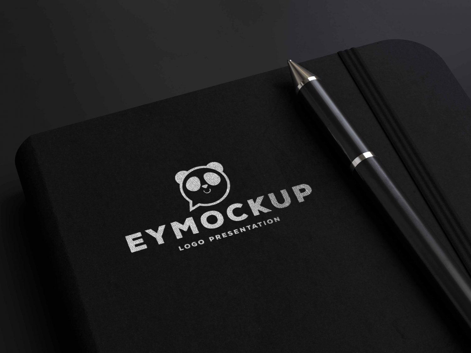 Download Notebook Pen Silver Logo Mockup