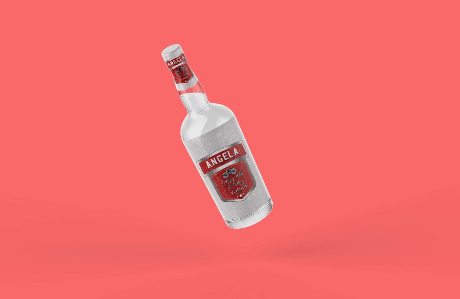 Transparent Vodka Wine Bottle Mockup