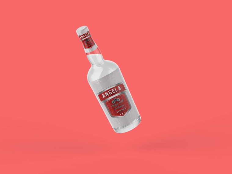 Transparent Vodka Wine Bottle Mockup