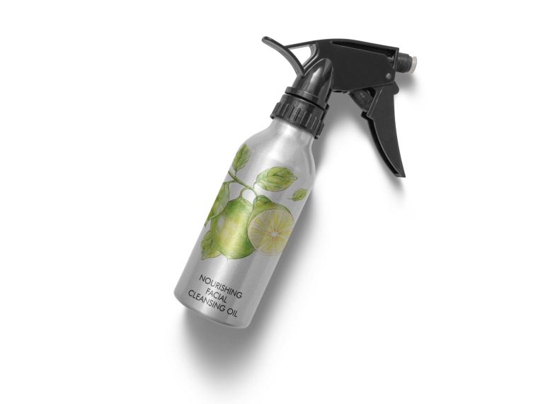 Hair Salon Face Oil Spray Bottle Label Mockup