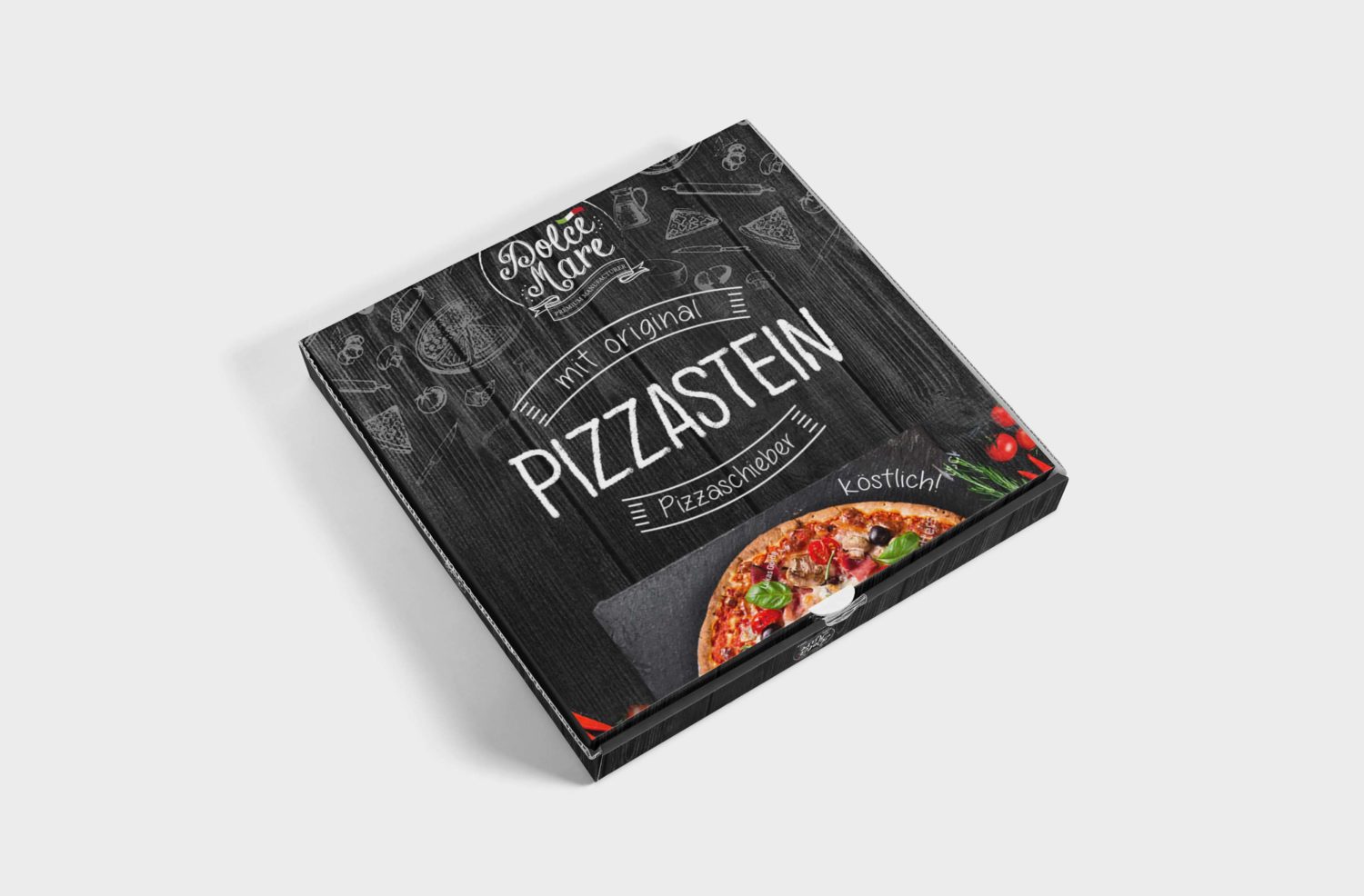 Download New Pizza Box Label Presentation Mockups | eyMockup