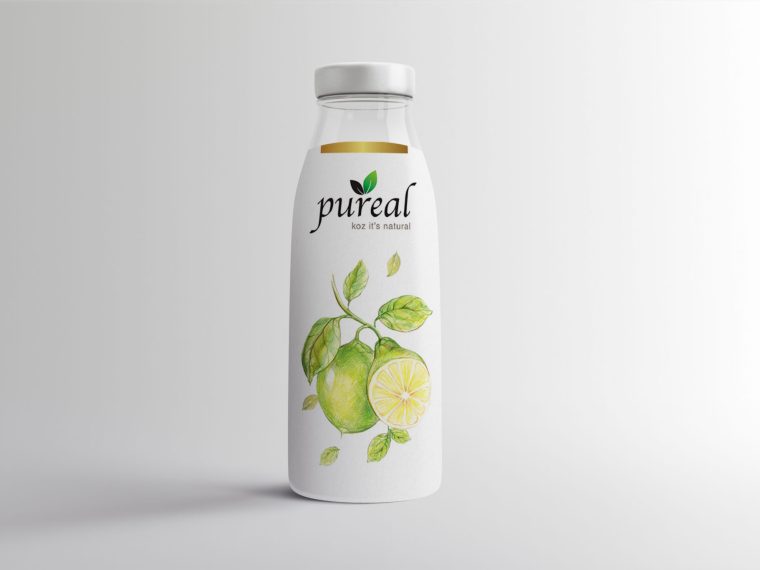 Pure Real Juice Glass Bottle Mockup