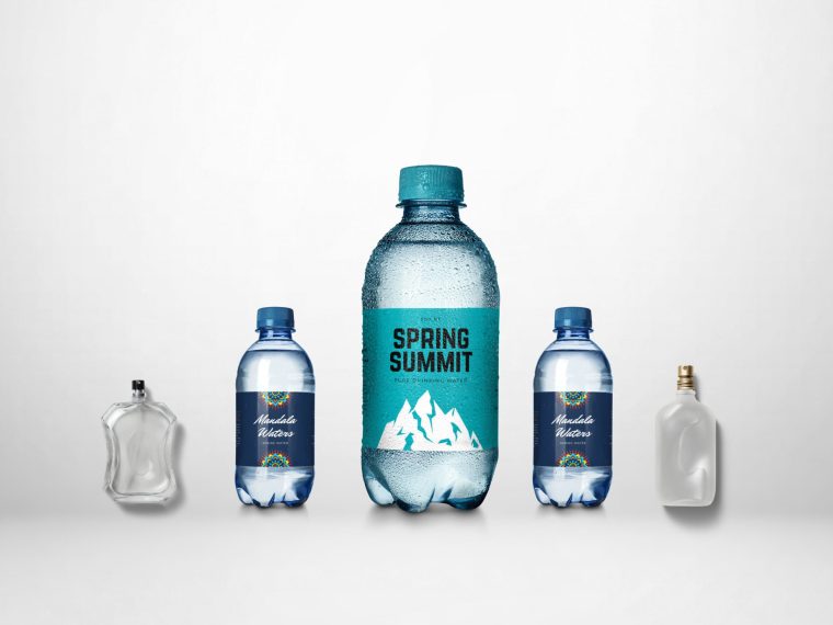 Mini Water Bottle Label Design Mockup