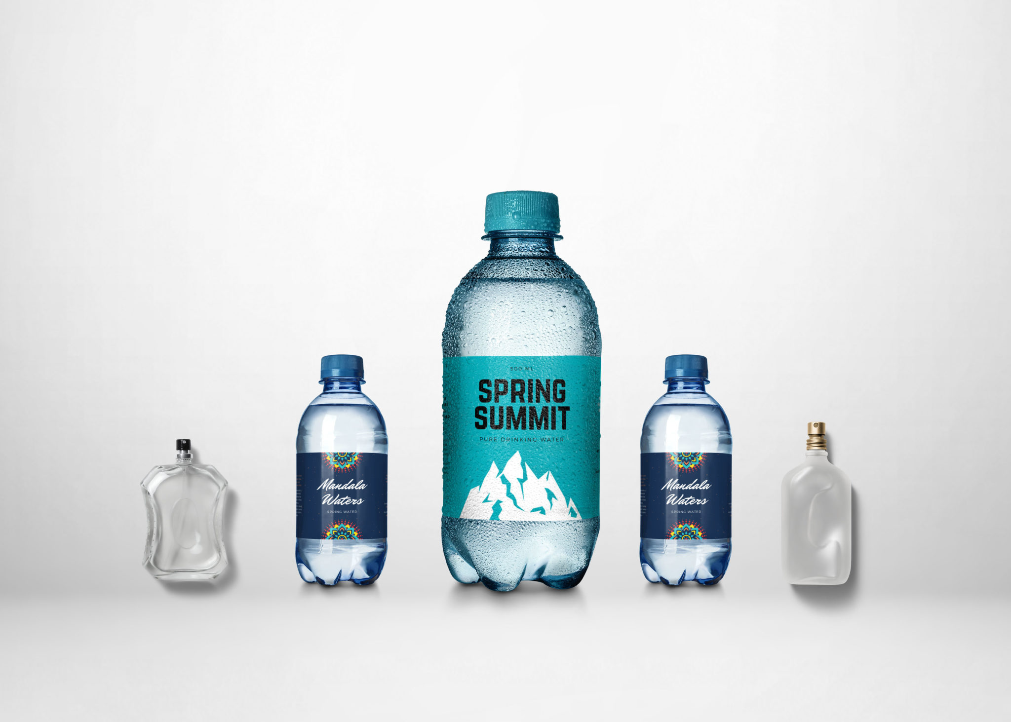 Mini Water Bottle Label Design Mockup