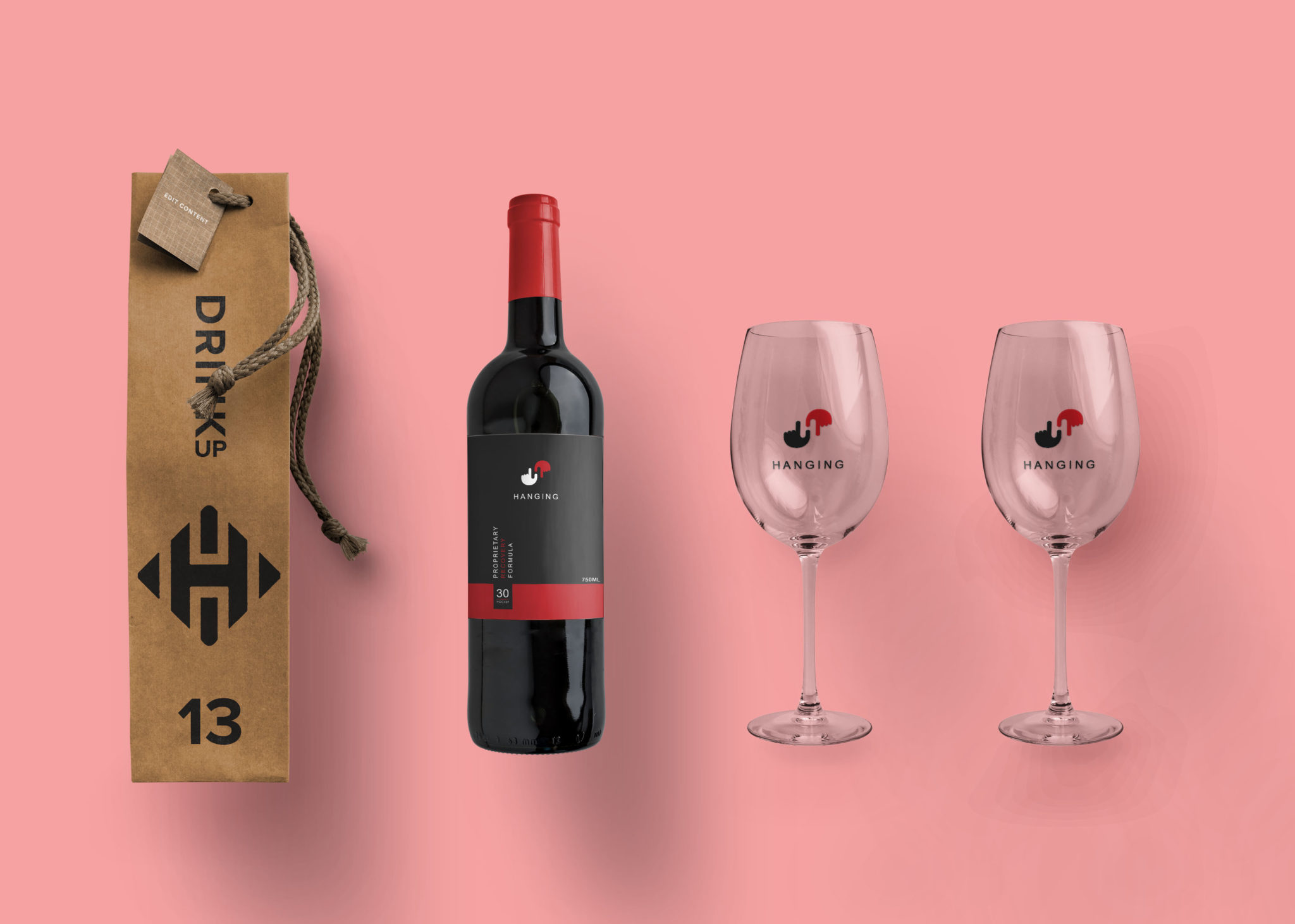 Premium Wine bottle Label Mockup 2019