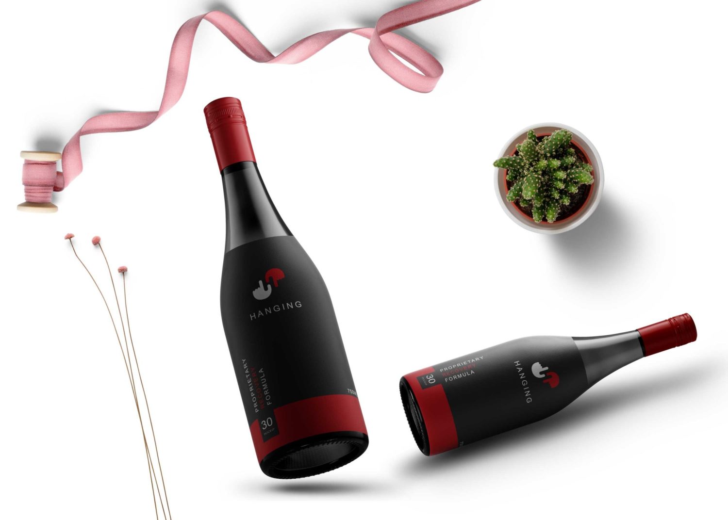 Prime PSD Wine Bottles Label Mockup 2019