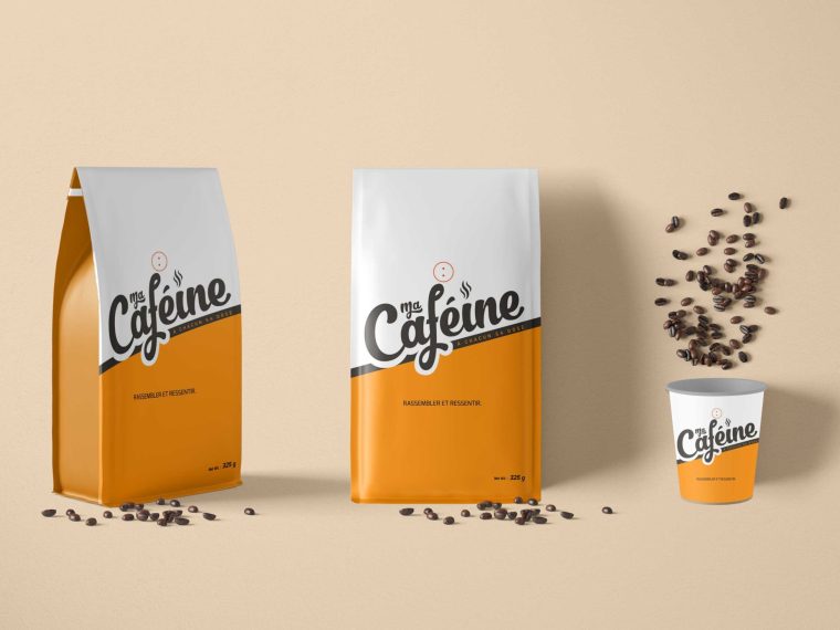 Premium Coffee Paper Pouch Packaging Mockup
