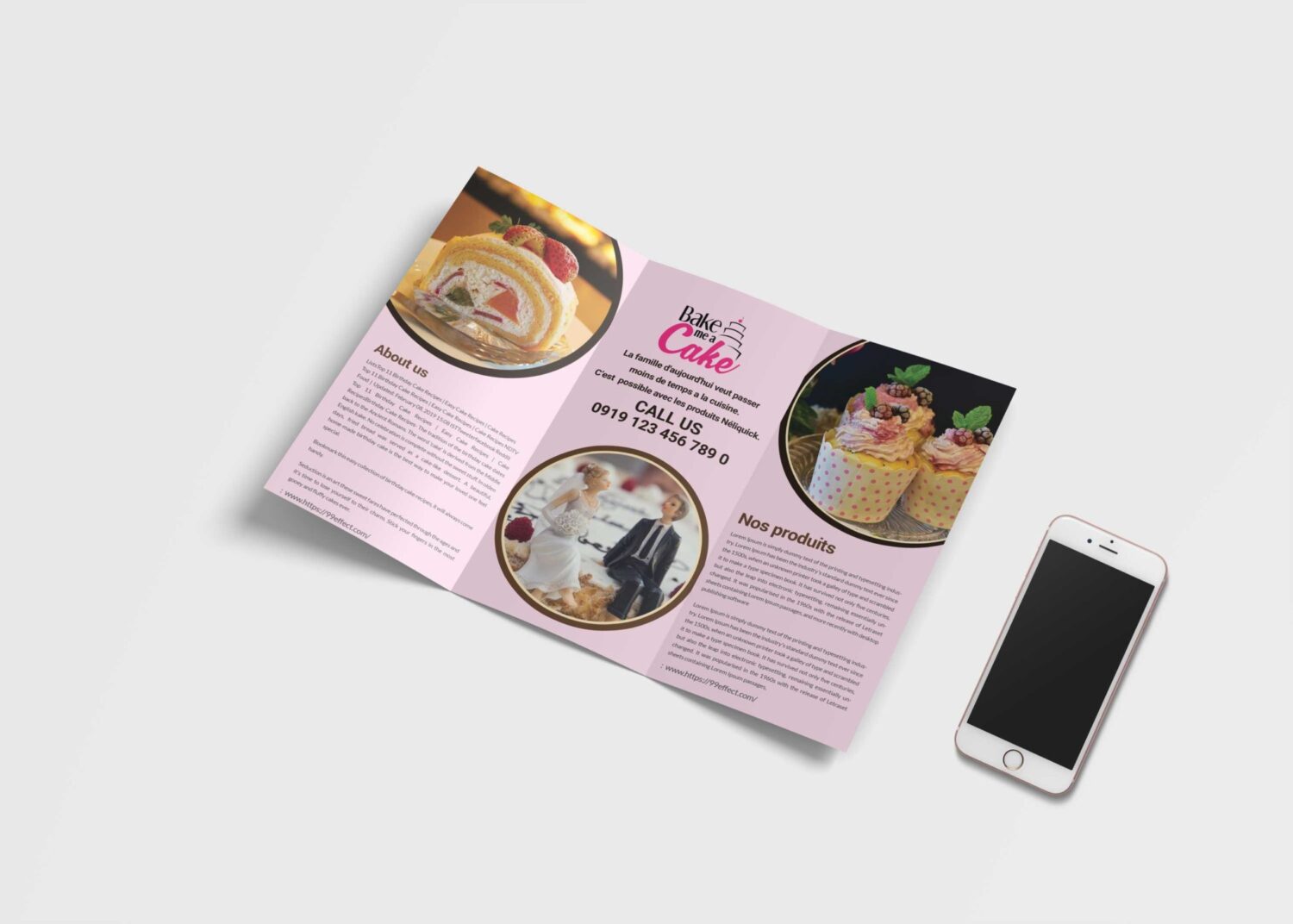 Premium PSD Bakery Shop Tri Fold Brochure Mockup