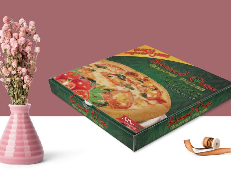 Pizza Box Packaging Label Mockup