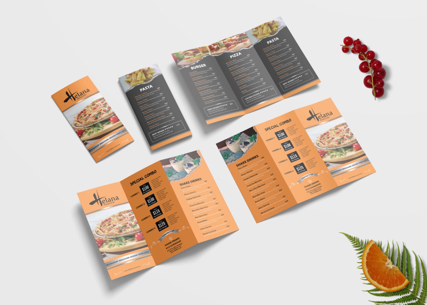 Restaurant Tri-Fold Brochure Mockup