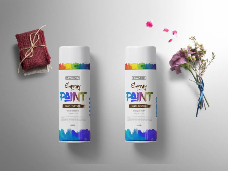 Spray Can Bottle Label Mockup