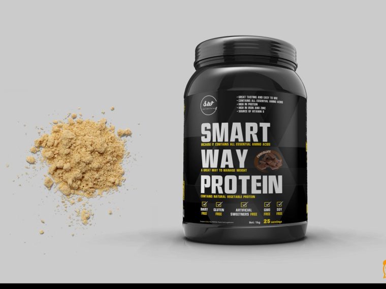 Protein Powder Plastic Bottle Label Mockup