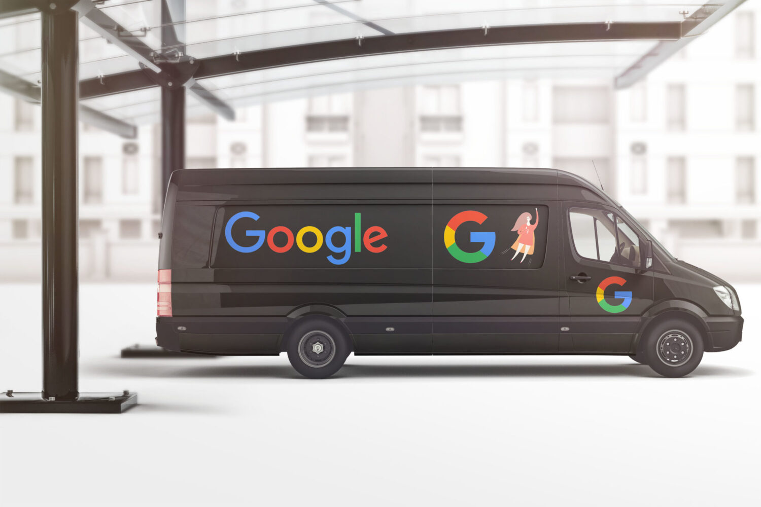 Black Google Car Wrap Design Mockup