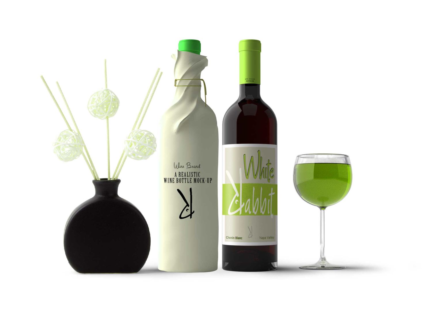 Download Frosted Green Wine Bottle Mockup