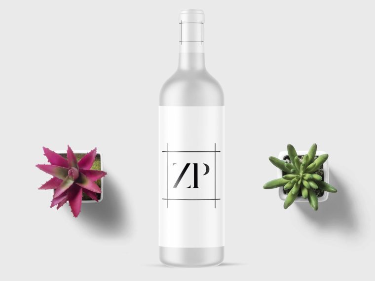 Wine White Bottle Mockup