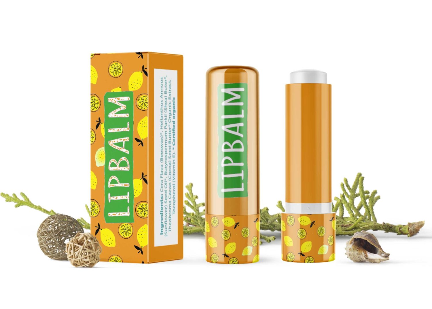 Lemon Glossy Lip Balm Mockup