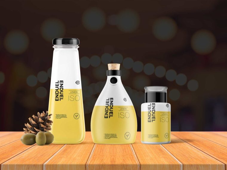 Lemon Oil Bottle Combo Mockup