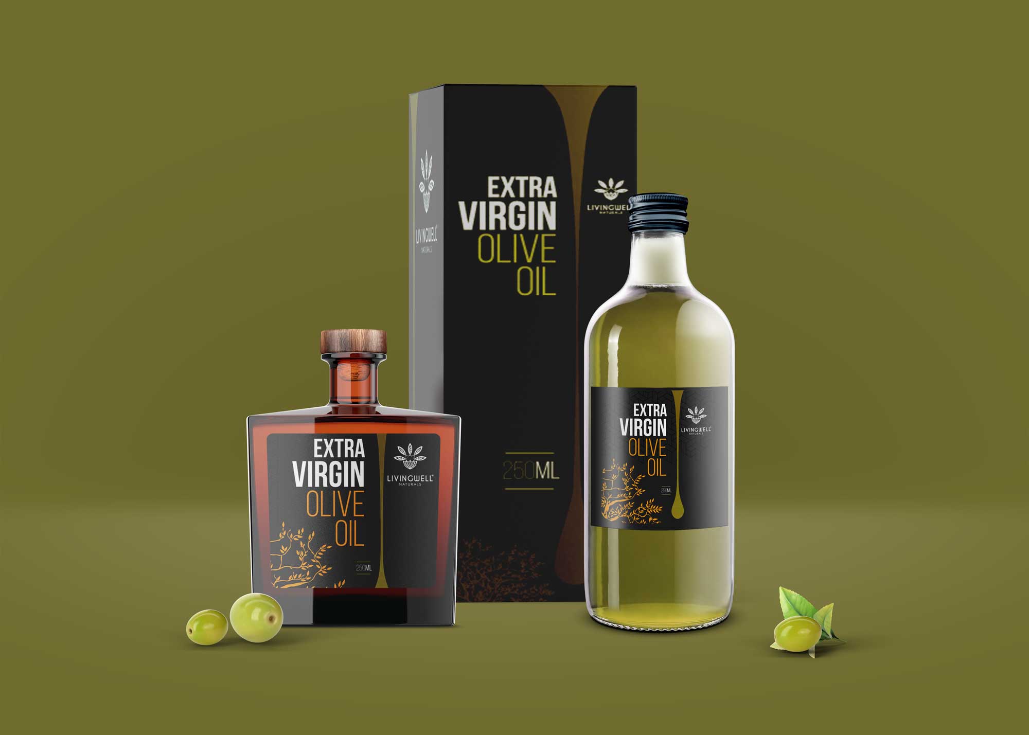Glossy Olive Oil Bottle Mockup