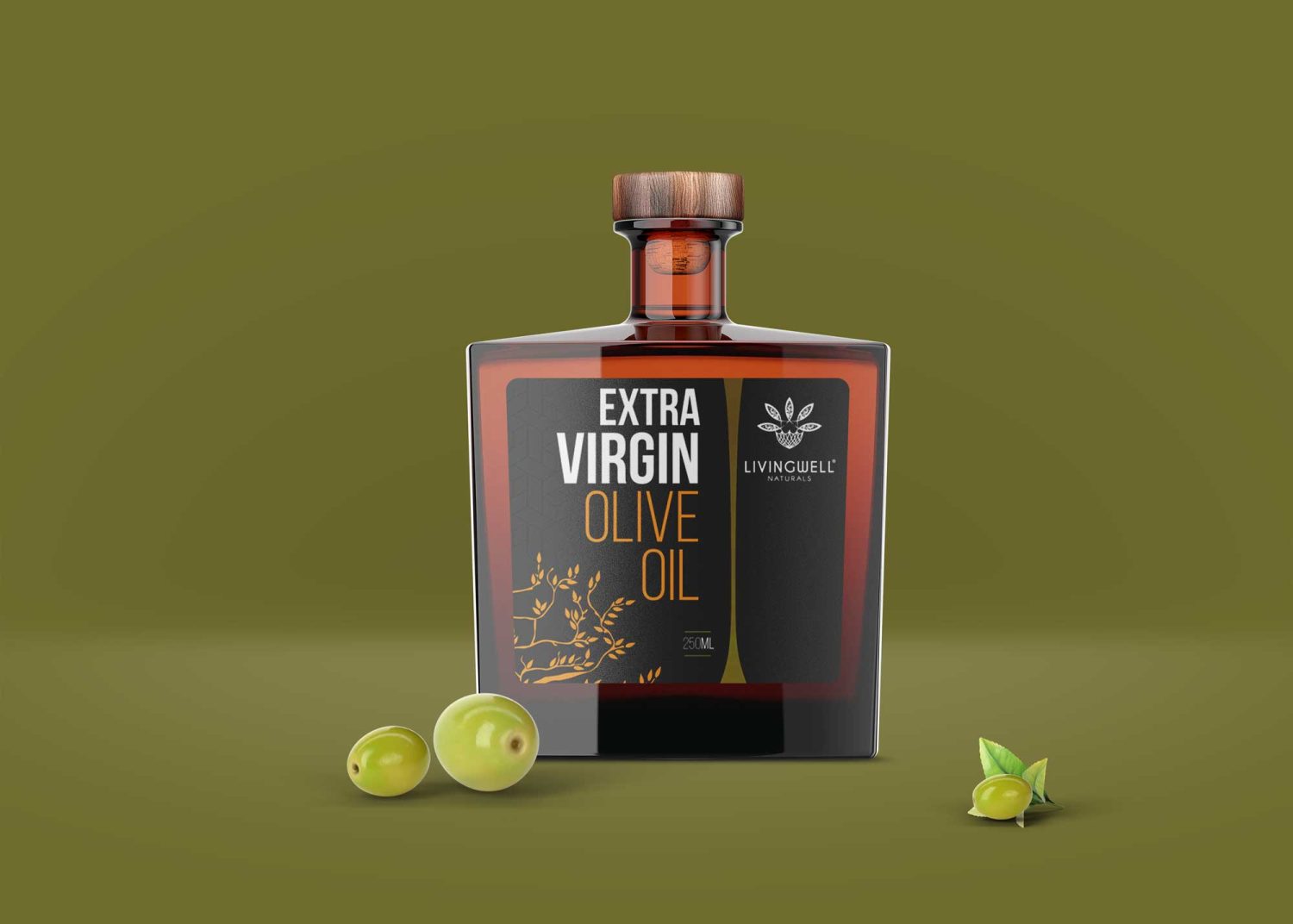 Glossy Olive Oil Bottle Mockup