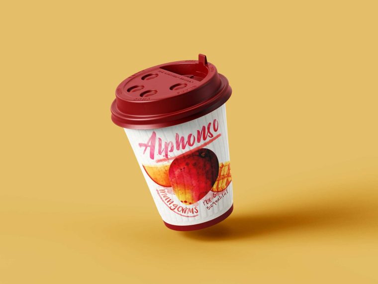 Mango juice Cup Label Mockup