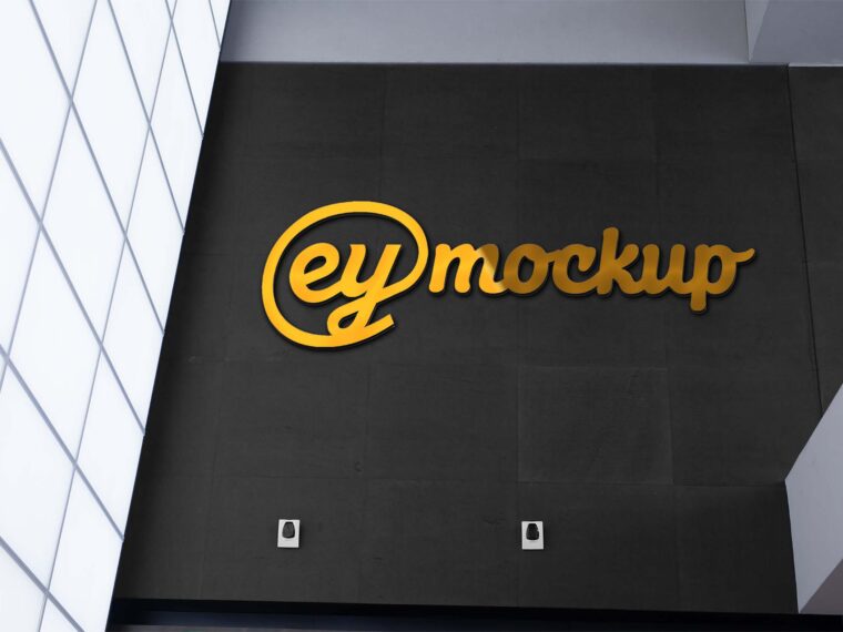 Wall Golden Logo Mockup