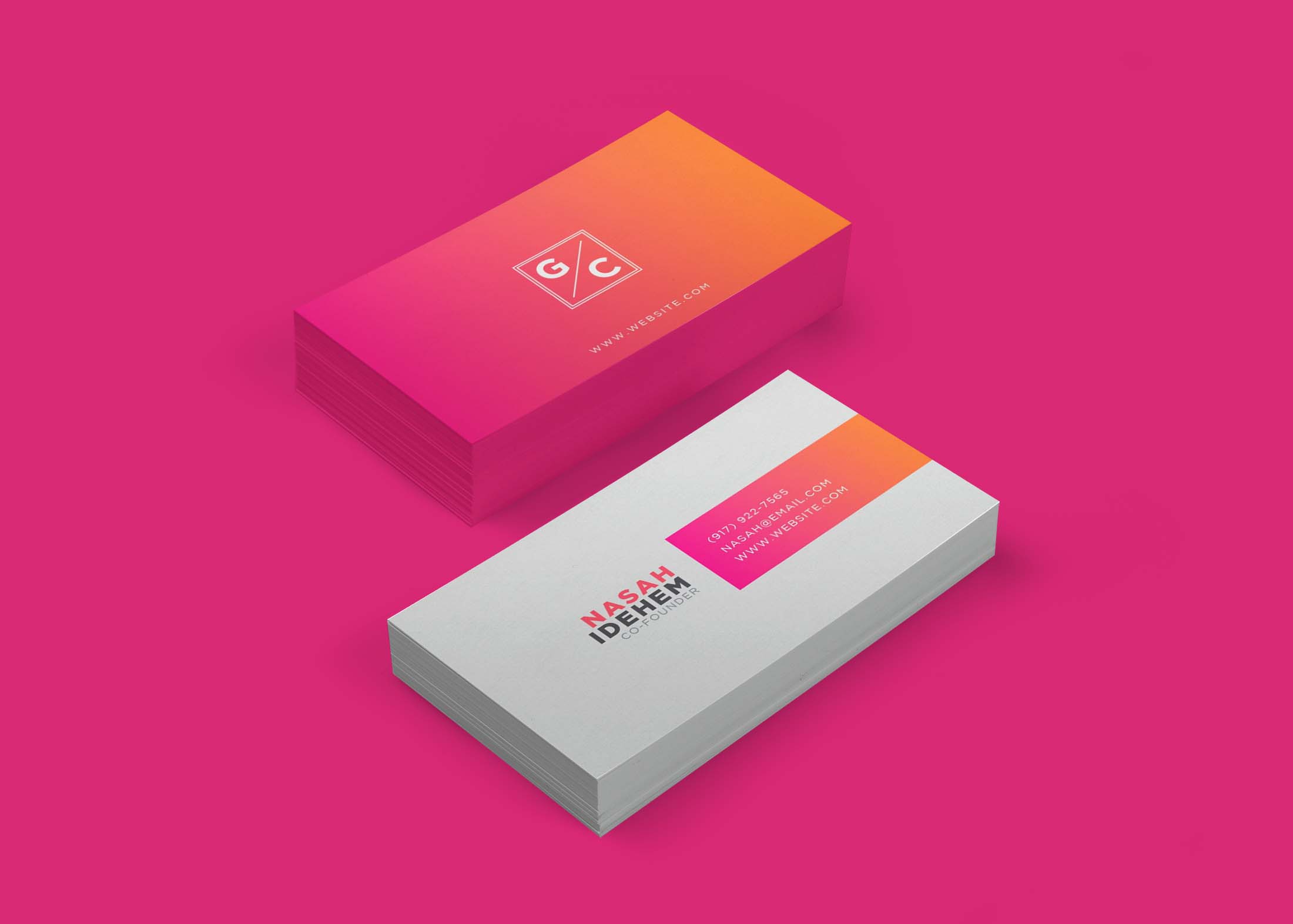 Elegant Pink Business Card Mockup