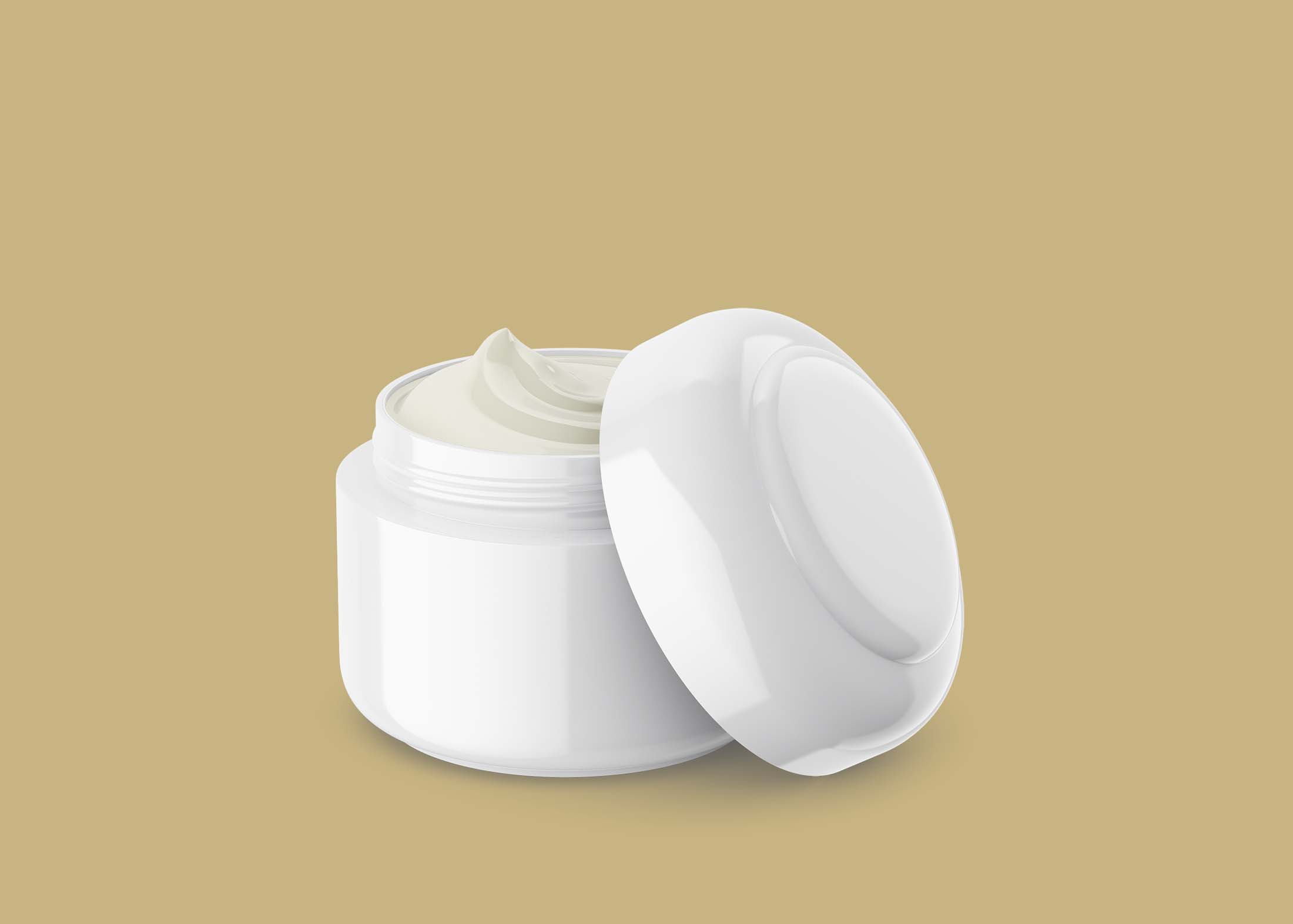 Free Cosmetic Cream Small Jar Label Mockup
