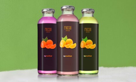 Free Glass Juice Bottle Mockup