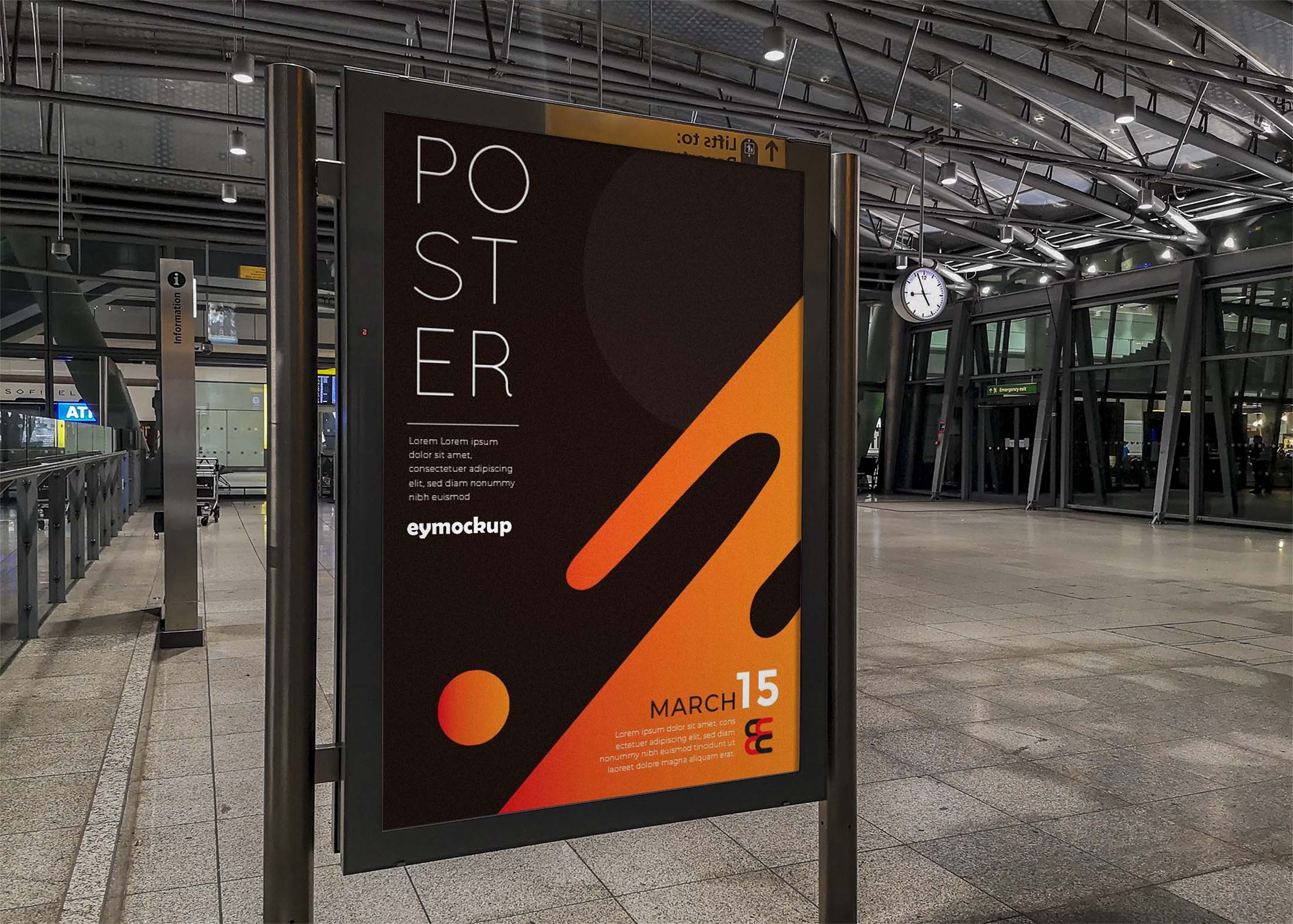 Free Metro Station Poster Signage Mockup
