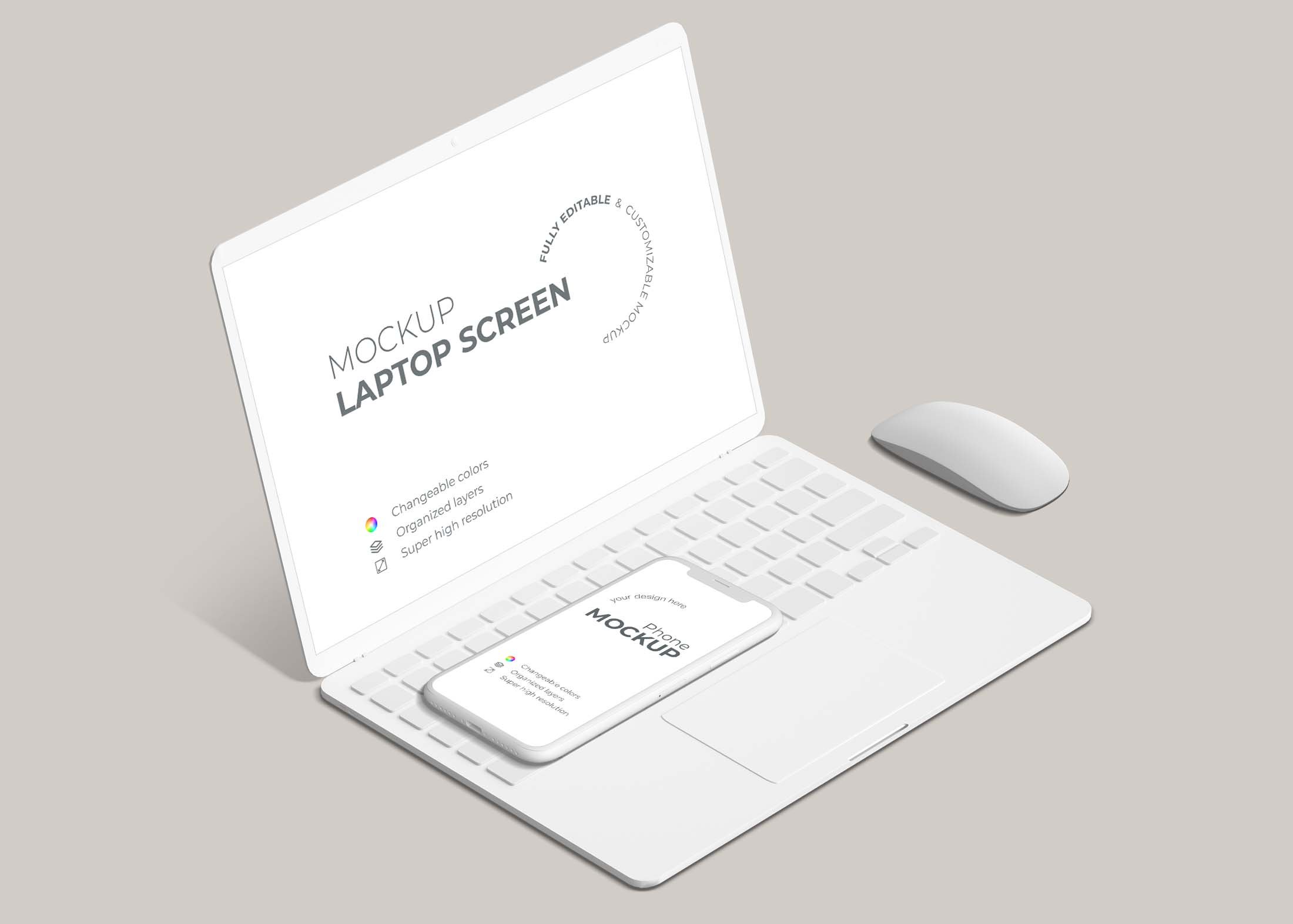 Free White iPhone Screen Mockup
